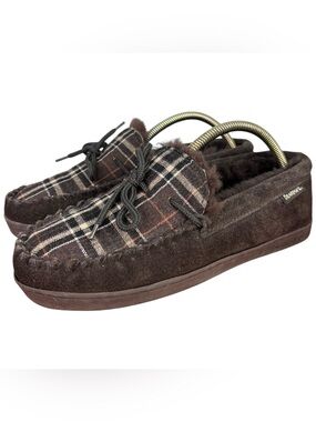 Bearpaw Moc II Men's Sheepskin Slipper Chocolate Multi Knit Size 11 (1295W)
